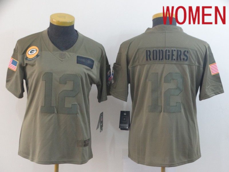 Women Green Bay Packers #12 Rodgers Nike Camo 2019 Salute to Service Limited NFL Jerseys->youth nfl jersey->Youth Jersey